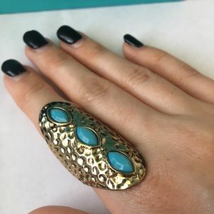 Gold and Turquoise Cuff Ring